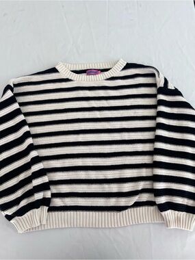 Edikted Cotton Striped Black and White Crewneck Sweater